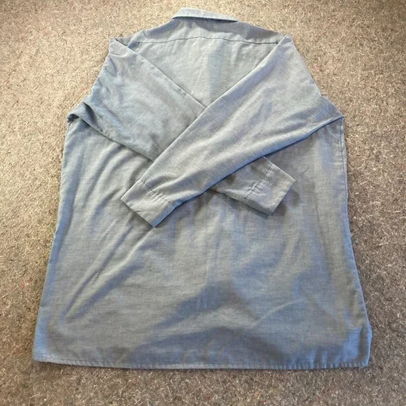 Dickies Button Down Shirt Mens Adult 17-17.5" Sleeve 34/35 Blue Long Sleeve USA - Picture 14 of 15